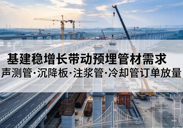镇江基建稳增长带动预埋监测管材需求，声测管、沉降板、注浆管订单持续放量